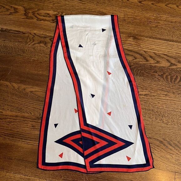 Vintage mid century Vera Neumann red, white & blue long silk scarf - Picture 7 of 10